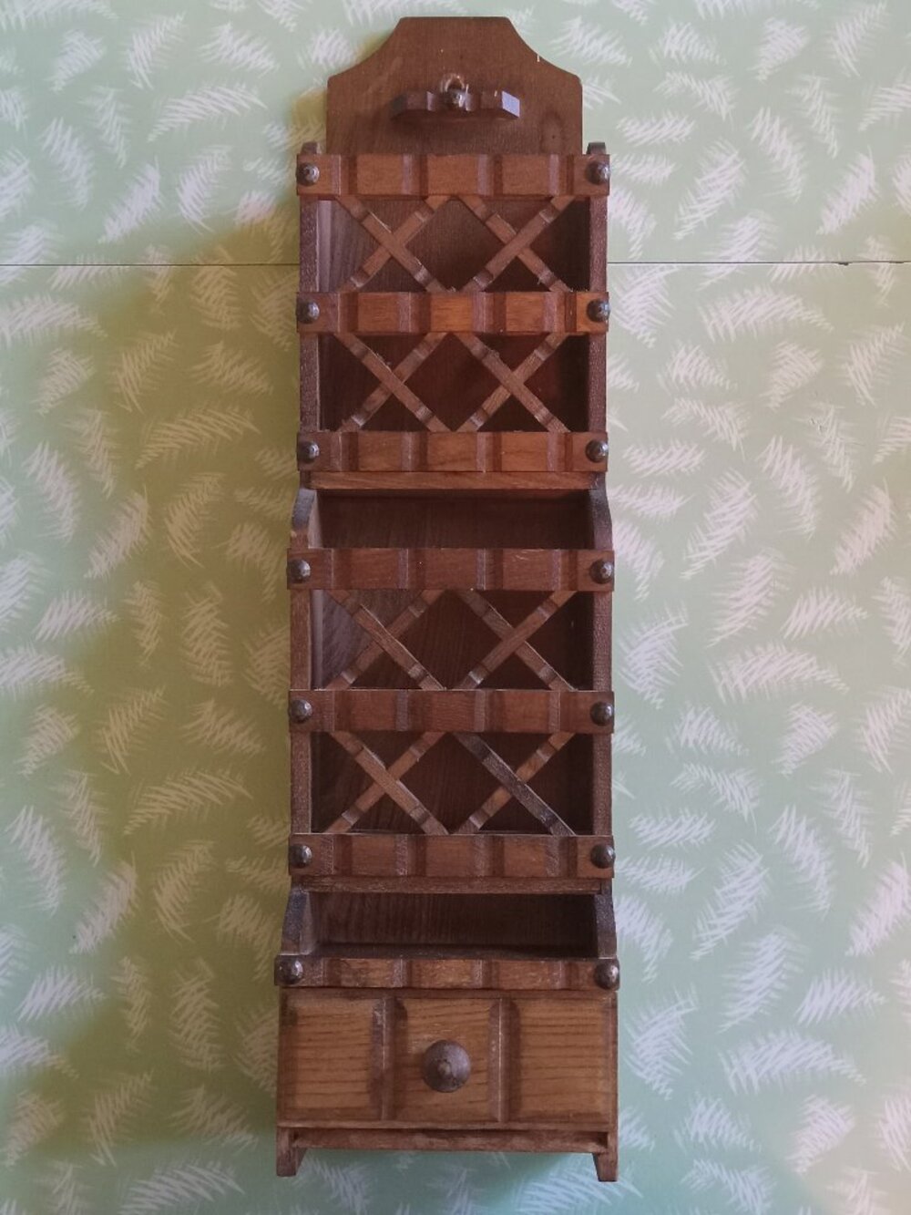 Vintage wood letter mail wall organizer holder 1970 1980